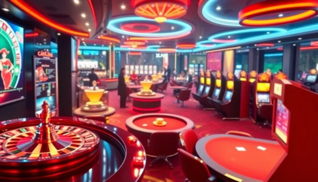 Experience the excitement of the BDG game login amidst a lively casino setting filled with roulette and slot machines.